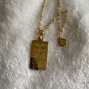 Gold Libra zodiac pendant necklace